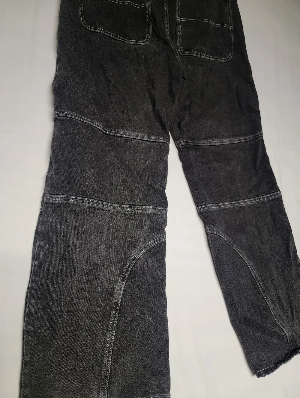 PTCL Moto Pop Stitch High Waist Straight Leg Baggy Jeans Black Rinse